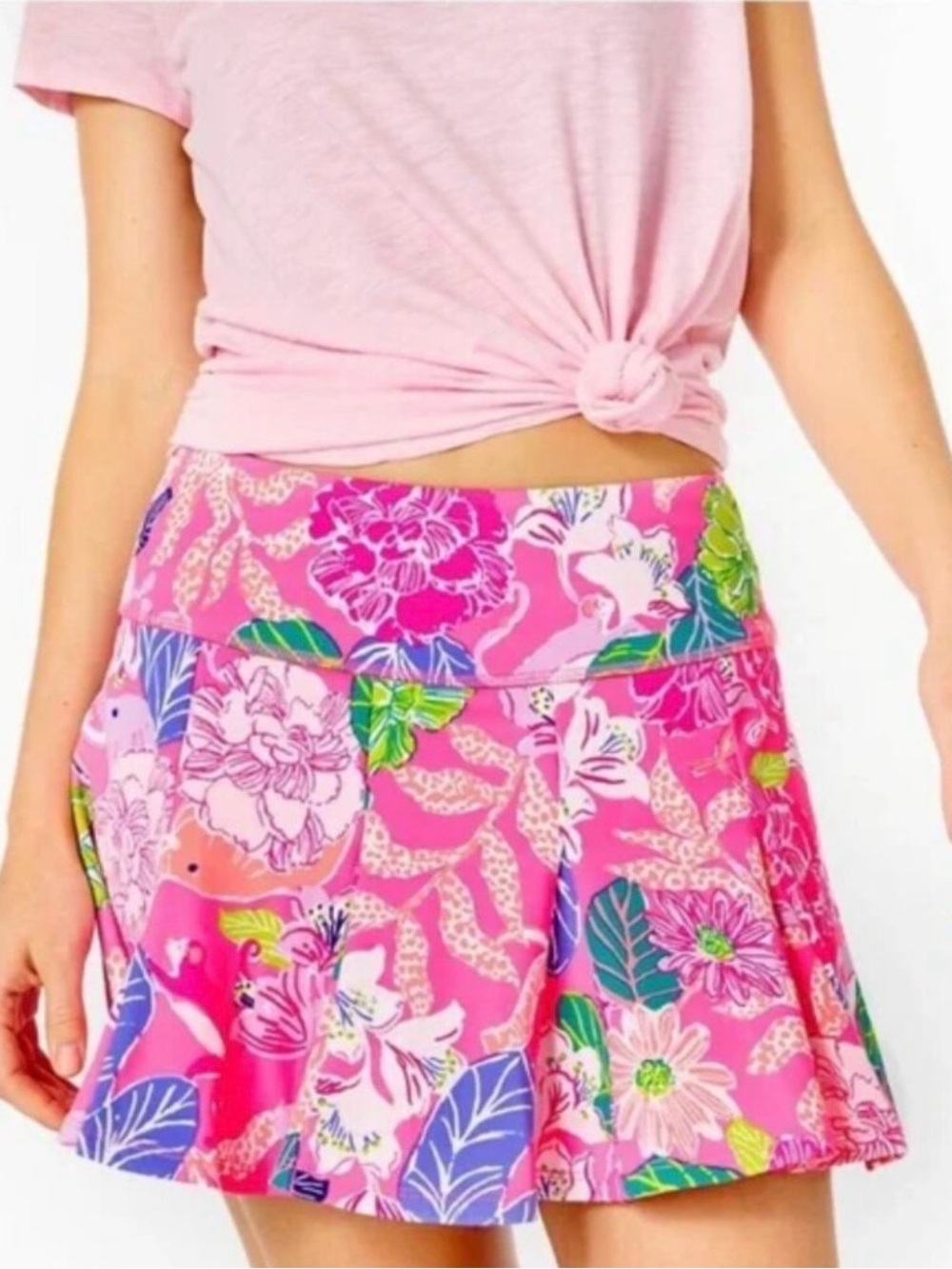 Lilly Pulitzer Luxletic Rosalia Skort UPF 50+ Pink Isle Best of Friends Size S